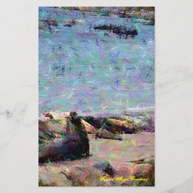 Papeterie d'ange de coucher du soleil de phoque (Devant)