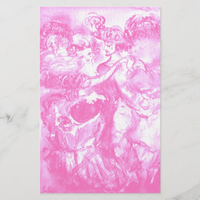 Papeterie DANSE CARNAVALE, blanc rose vif (Devant)