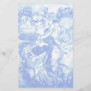 Papeterie DANSE CARNAVALE, bleu doux blanc