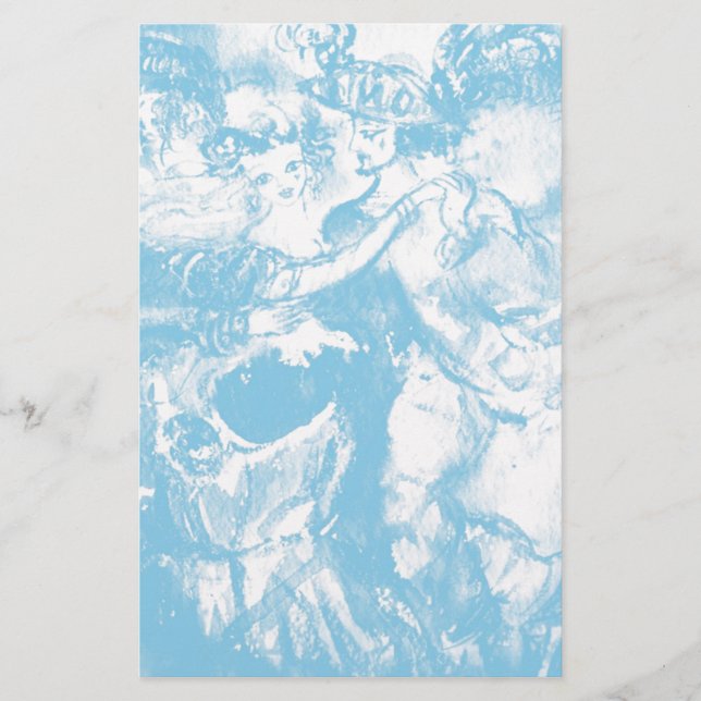 Papeterie DANSE CARNAVALE, bleu doux blanc (Devant)