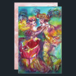 Papeterie DANSE CARNIVALE, douce antique rose blanc<br><div class="desc">Peinture aquarelle colorée,  capricieuse,  vibrante et expressive inspirée du Carnaval de Venise.</div>