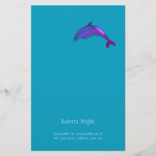 Papeterie Dauphin graphique mignon dans le pourpre rose (Devant)