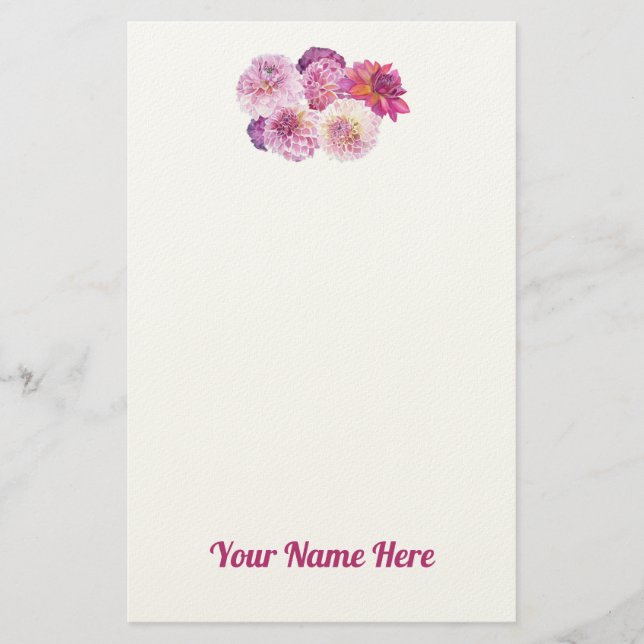 Papeterie Dazzling Dahlias Personalized Stationery (Devant)