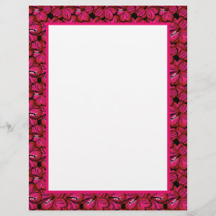 Papeterie de bordure d'hibiscus fuchsia à personna