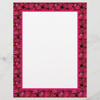 Papeterie de bordure d'hibiscus fuchsia à personna