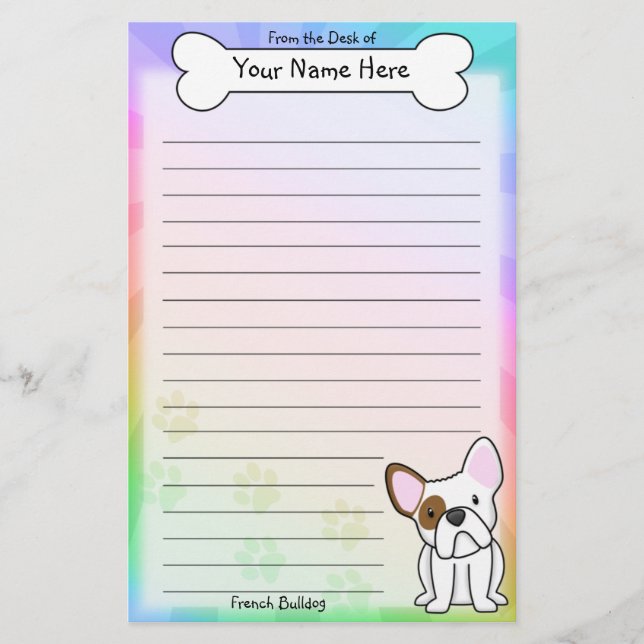 Papeterie de bouledogue français de Kawaii (Devant)