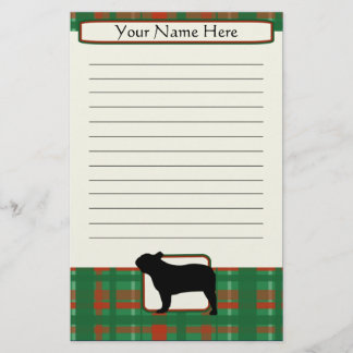 Papeterie de bouledogue français de Noël de plaid