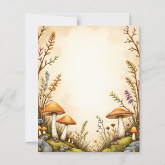 Papeterie de campagne Champignon et Fleur sauvage