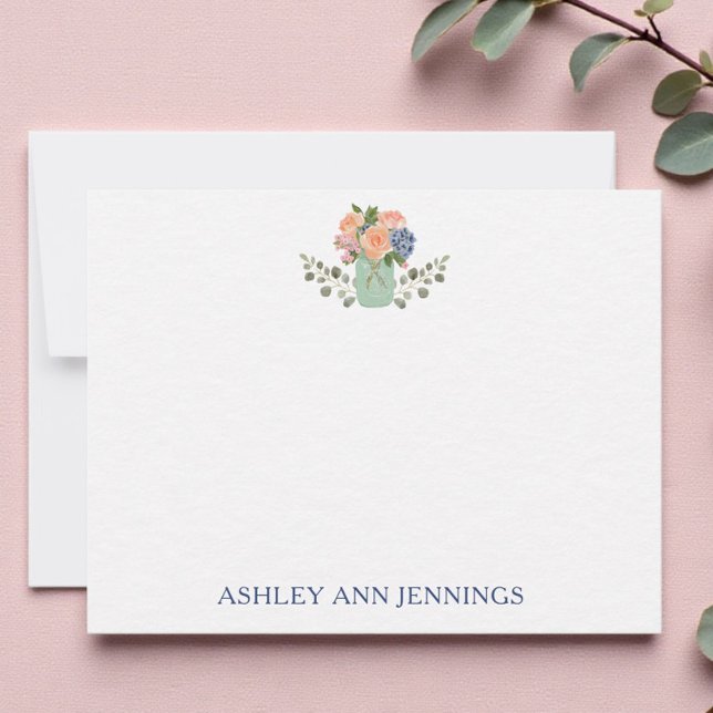 Papeterie de cartes de correspondance florales per (Custom name stationery with watercolor flowers)