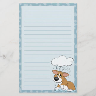 Papeterie de corgi de jour pluvieux (rayée)
