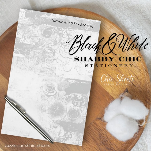 Papeterie de design shabby chic noir et blanc (Créateur téléchargé)