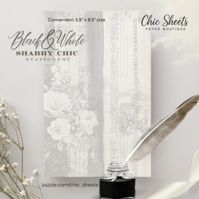 Papeterie de design shabby chic noir et blanc (Créateur téléchargé)