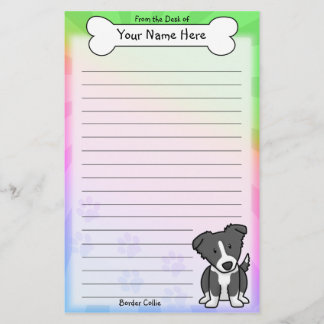 Papeterie de Kawaii border collie (arc-en-ciel)