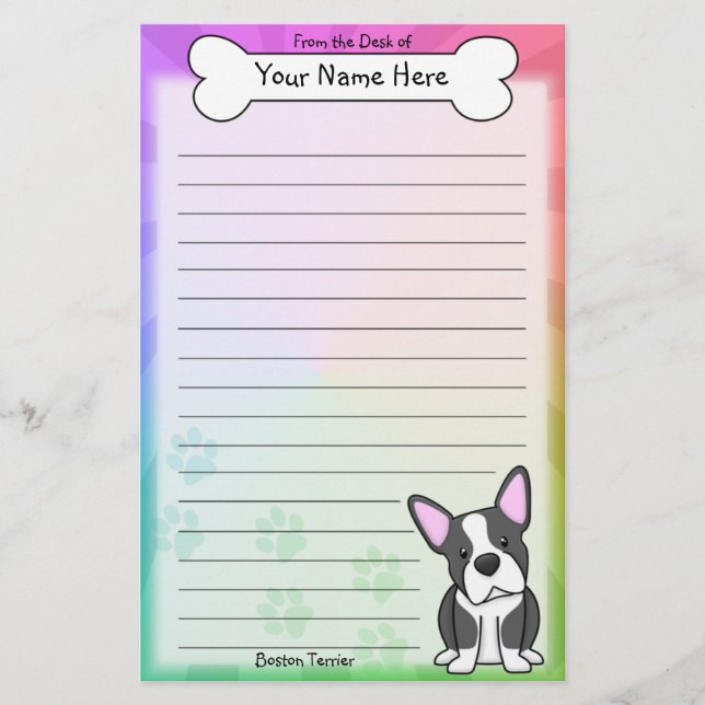 Papeterie de Kawaii Boston Terrier (Devant)