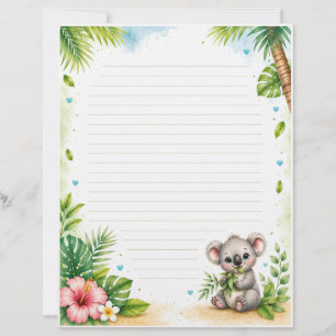 Papeterie de koala mignon, papier à lettres koala