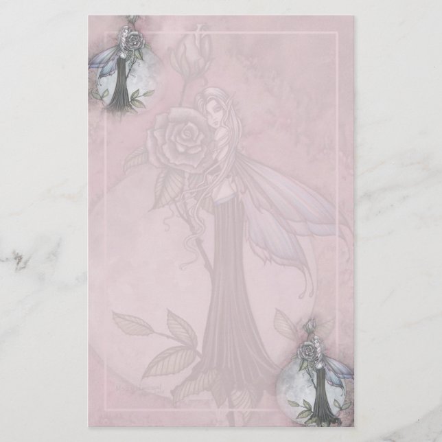 Papeterie de la fée à la rose rose par Molly Harri (Devant)