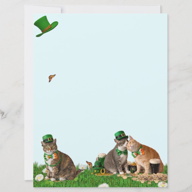 Papeterie de la Saint-Patrick avec un chat mignon (Devant)