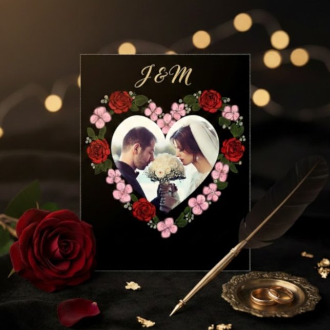 Papeterie de mariage - Invitation verticale noir (Créateur téléchargé)