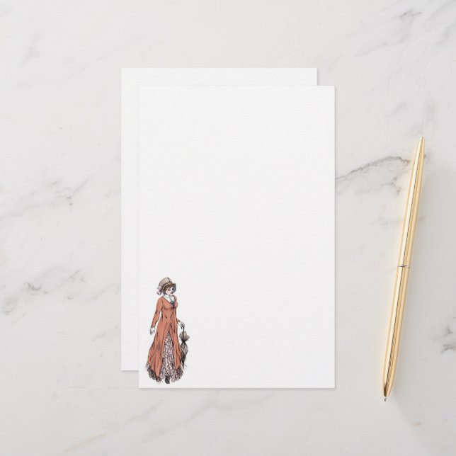 Papeterie de mode Régence - Dame #2 (Devant/Arrière en situation)