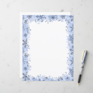 Papeterie de Noël à flocons de neige bleus