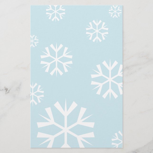 Papeterie de Noël avec flocons de neige blancs (Devant)