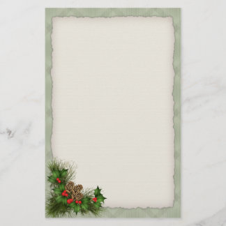 Papeterie de Noël de cône de houx et de pin