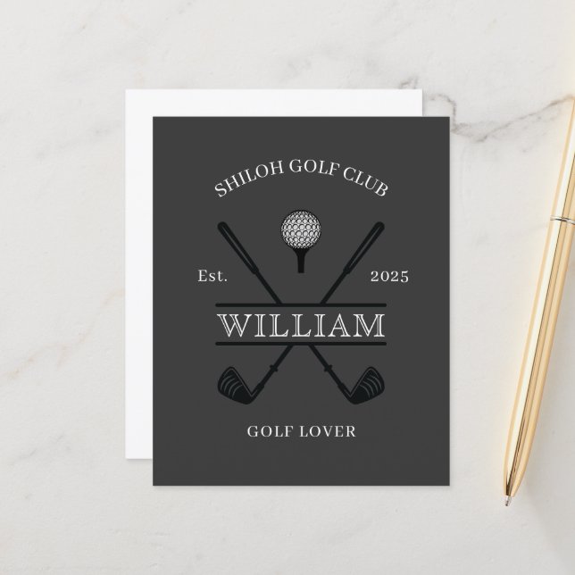 Papeterie de nom de club croisé amateur de golf (Devant/Arrière en situation)
