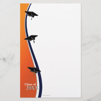 Papeterie de papier orange et bleue de note