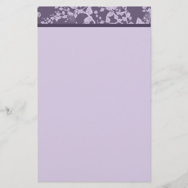 Papeterie de papier pourpre florale classique (Devant)