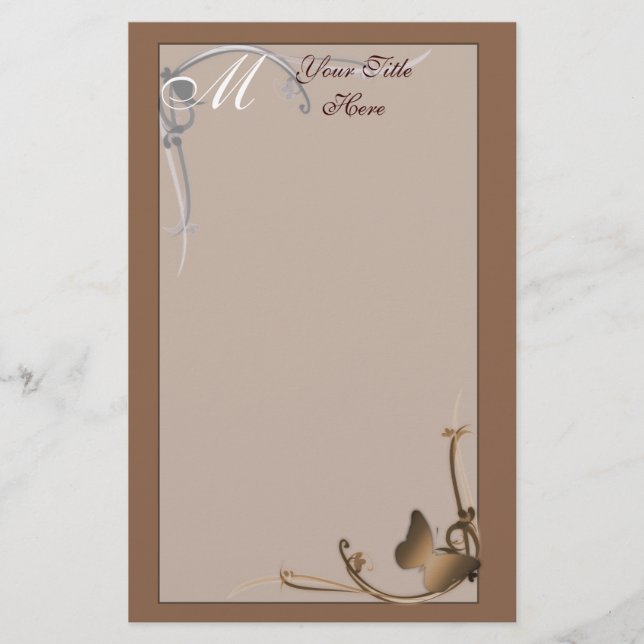 Papeterie de papillon de monogramme (Devant)