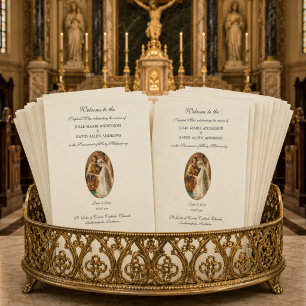 Papeterie de programme de mariage catholique éléga