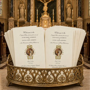 Papeterie de programme de mariage catholique éléga