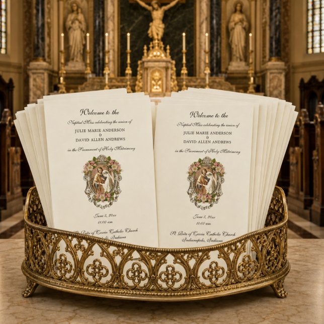 Papeterie de programme de mariage catholique éléga (Créateur téléchargé)