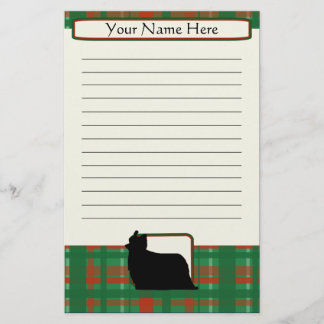 Papeterie de Yorkie de Noël de plaid