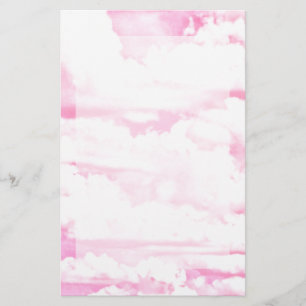 Papeterie Décor Clair Rose Élégant Nuages