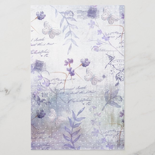 Papeterie Découpage des fleurs de lavande (Devant)