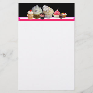 Papeterie DÉLICIEUX CUPCAKES DESERT SHOP, Rose, Fuchsia Blan