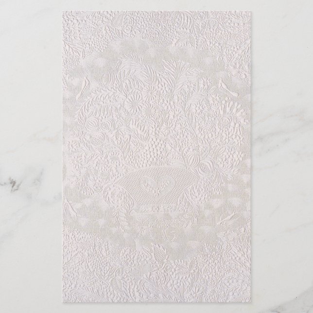 Papeterie Dentelle décorative rose sur fond blanc (Devant)