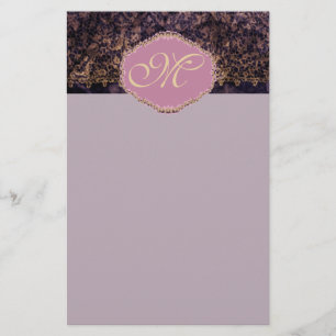 Papeterie Dentelle gothique Monogramme Personnalisé