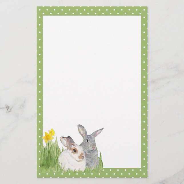 Papeterie Des lapins printaniers en fleurs (Devant)
