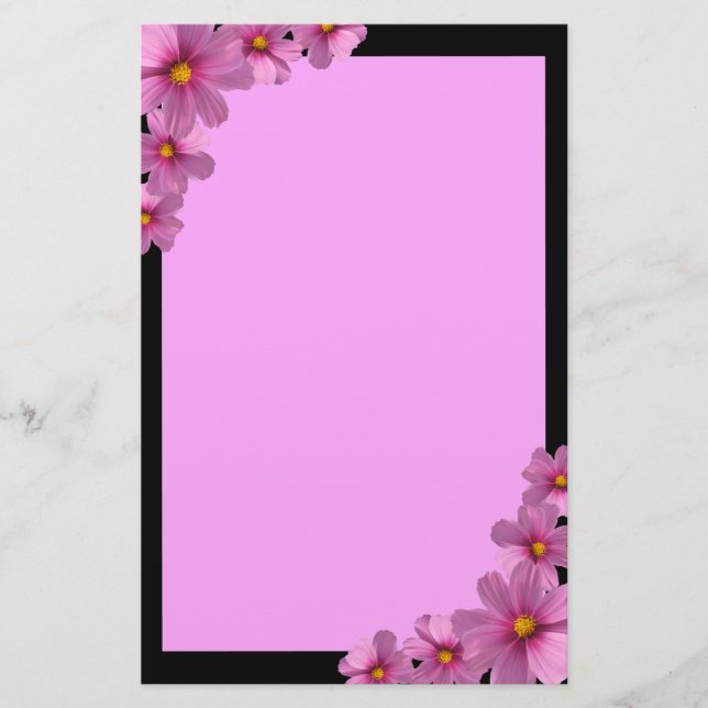 Papeterie Design de fleurs de cosmos pourpre sur un Arrière  (Devant)