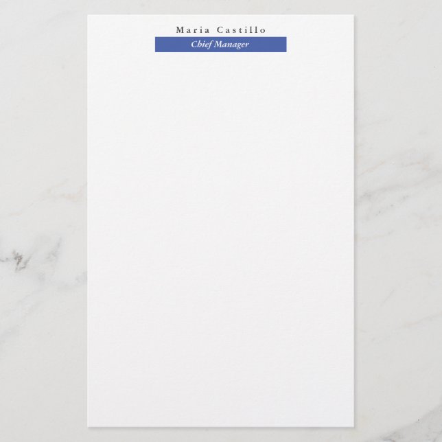 Papeterie Design minimaliste bleu blanc élégant (Devant)