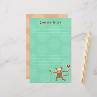 Papeterie Dessin Animé Enfant Singe Brun Enfants Points Merc