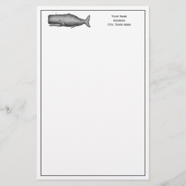 Papeterie Dessin de baleine d'époque du 19ème siècle (Devant)