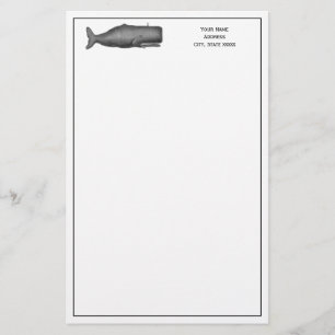 Papeterie Dessin de baleine vintage du 19e siècle N