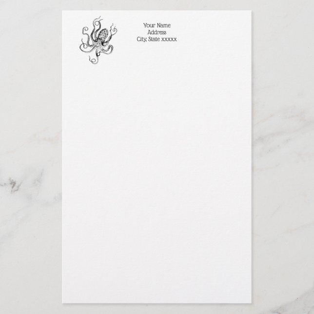 Papeterie Dessin de pieuvre vintage stylisé #1 (Devant)