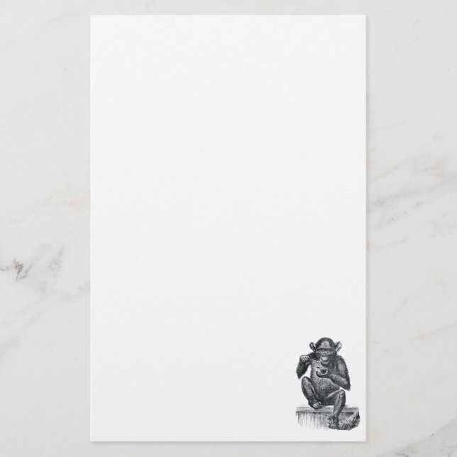 Papeterie Dessin vintage de chimpanzé de bébé (Devant)