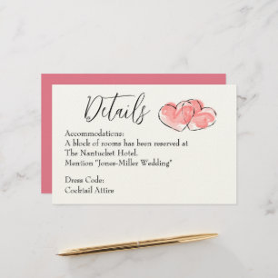 Papeterie Détails de mariage - Cœur aquarelle rose