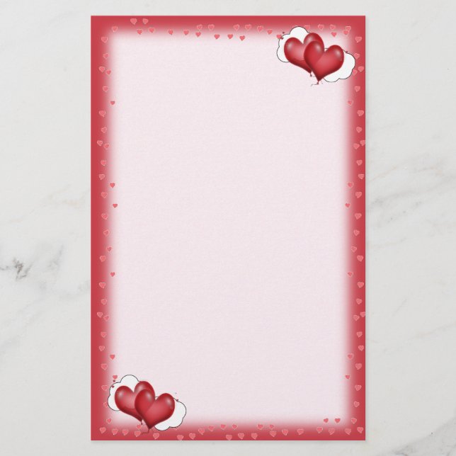 Papeterie Deux Coeurs Balloons Avec Nuage (Devant)