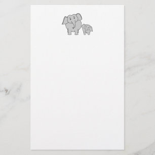 Papeterie Deux éléphants mignons. Bande dessinée